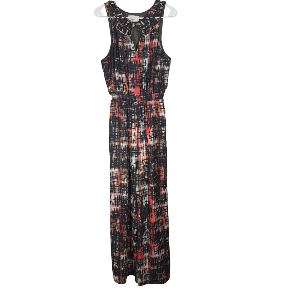 Elevenses Anthropologie Jumpsuit Womens Medium Multicolor Abstract Lattice Boho
